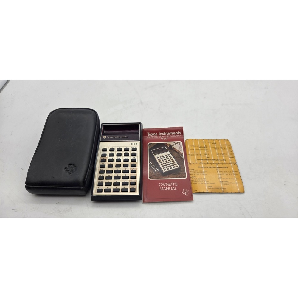 Vintage Texas Instruments TI-30 Calculator Tested WORKING W/ Case Manual 1970's